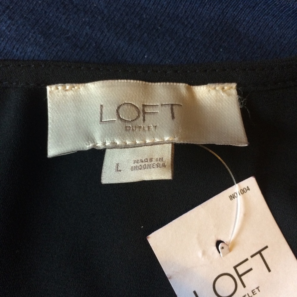 Loft Black Chiffon Top With Ruffles - Picture 3 of 4